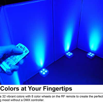 Rockville 4 PACK MINI RF4 V2 White DJ Wash Up Lights+App+Wireless DMX Controller image 15