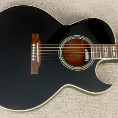 1986 Gibson Black Acoustic Guitar Prototype_(Chet Atkins?)_Thin Body_Sharp Cutaway_Original Case image 2