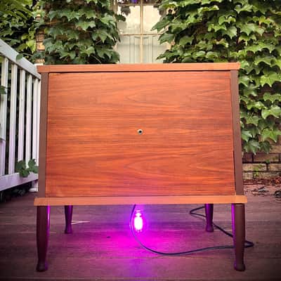 Rotary Connection 1x12 light up loaded guitar speaker cab on legs! Vintage 8 ohm speaker. Semi open. Quality hardwoods. Vintage MCM style. Paisley grill cloth. Heavy duty Switchcraft jack. 2026 - Wood image 20