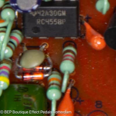 Ibanez TS-9 Tube Screamer 1982 Japan s/n 179100 Black Label with Texas Instruments RC4558P op amp, The Edge U2 image 12