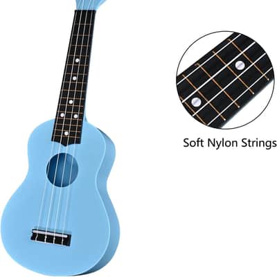 Kids Toy Ukulele 21 inch Plastic Ukelele,Musical Instrument, Ukulele Toy Gift for Children Beginners with Bag Picks Strings (Light blue) image 3