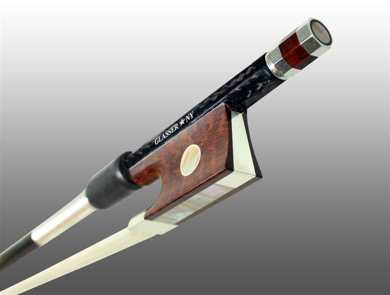 Glasser Violin Bow Braided Carbon Fiber Octagonal, Fully Lined Snakewood Frog, 4/4 size image 1