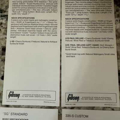 Gibson Pre Owners Manual Solid Body Series 1981 EDS-1275 L-5S Les Paul Deluxe 335-S Deluxe Custom SG Standard image 11