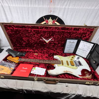Fender USA Custom Shop Limited Edition White Lightning Stratocaster FR HSS 22 Guitar with COA + Case 2023 - Olympic White top / Candy Apple Red bottom / Rosewood fingerboard image 1