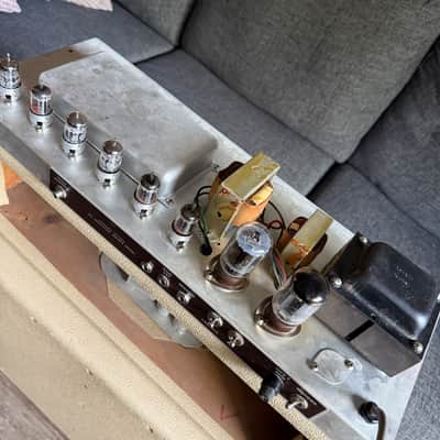 Pre-CBS 1962 Fender Bandmaster Amp 6G7-A Blonde Brown Face Beige Grille Cloth image 9