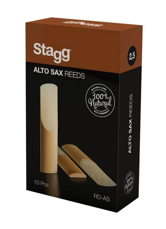 Stagg Box of 10 Alto Saxophone Reeds, 2.5 Hardness, 100% Natural #RD-AS2.5 image 1