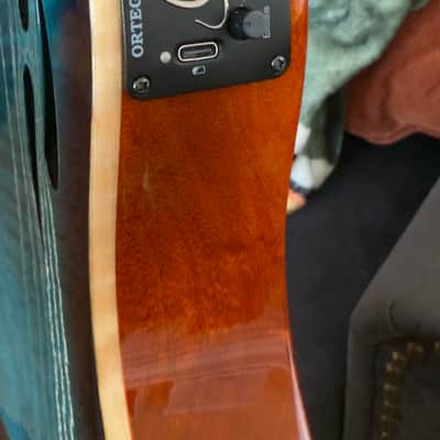 Ortega TourPlayer Series Nylon String Acoustic-Electric Guitar - RTPDLX-FMA-L, Left-handed, Flamed Mapled Blue image 11