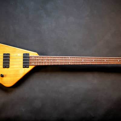 BootLegger Guitar Ace Headless Bass 4 String 7.8 Lbs With Honey Clear Stiletto Case & Gig Bag image 1