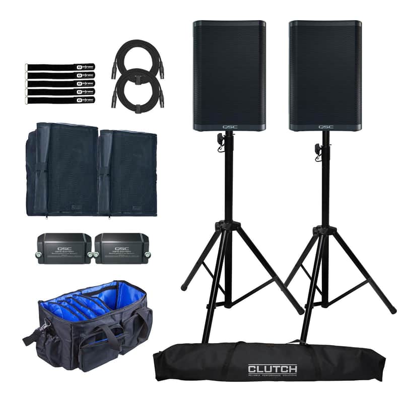 QSC CB10 10" Compact Portable Battery-Powered Loudspeaker System Pair Pack image 1