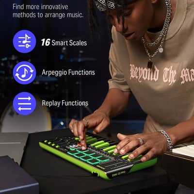 Pro 25-Key MIDI Keyboard DJ Controller with OLED Screen, Drum Pads, and Touch Bar image 3