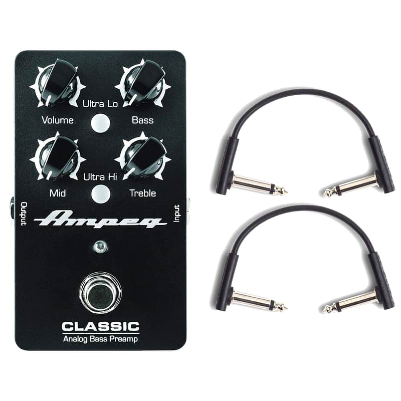 Ampeg Classic Analog Bass Preamp Pedal w/RockBoard Flat Patch Cables Bundle image 1