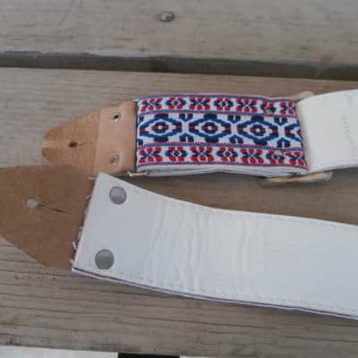 Vintage 1960's Ace-Style Guitar Strap! Red, White, and Blue! Metal Buckle, Case Candy! image 5