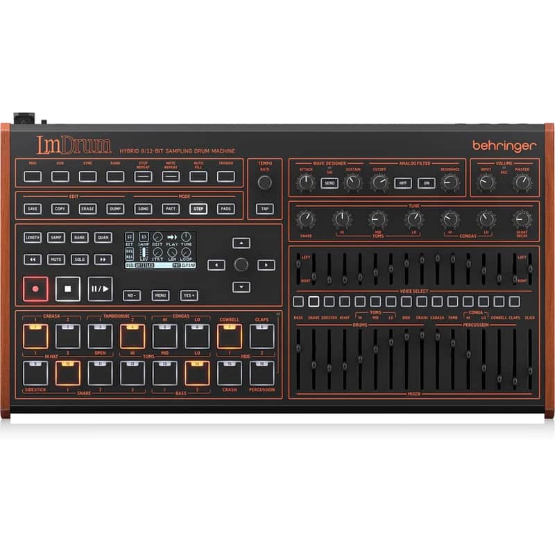 Behringer LM Drum Hybrid 8/12-Bit Sampling Drum Machine New - Black with Wood Sides image 1