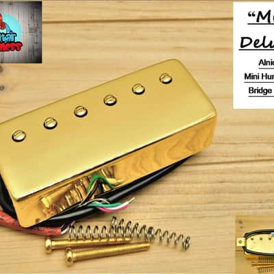 G.M. Mini Deluxe, Mini Humbucker Bridge Alnico Magnet Pickup Gold (50mm) image 1