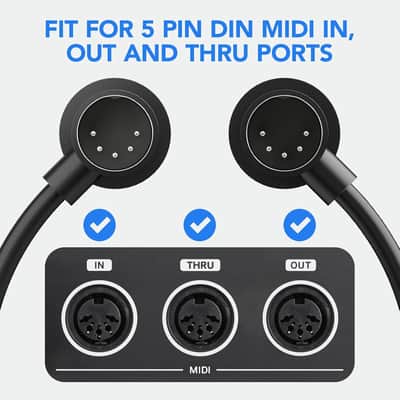 4 Pack Premium Right Angle MIDI Cable 2FT, Low Profile for Saving Space MIDI Cables, Stable & Fast Transmission and Long-Lasting 5 Pin Din Cable, Ideal for MIDI Interface, Keyboard, Pedal Board image 7