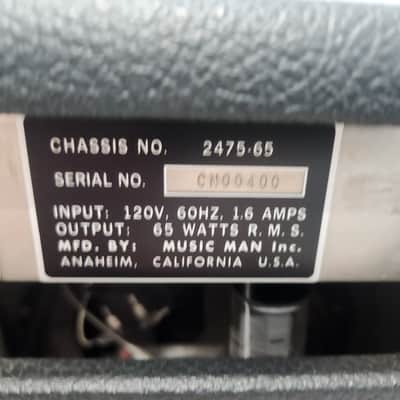 Music Man 212 Sixty-Five Combo Amp Mid-70' - Silver Plate image 4
