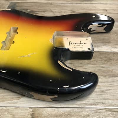 Made to Order - FRANCHIN Uranius bass body JACO PASTORIUS REPLICA Relic Aged Sunburst 100% Nitro Lacquer Alder Jazz-Bass Style Made in Italy image 8