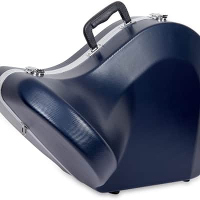 Crossrock ABS Hard-Shell Case for French Horn with Single Shoulder Strap-Blue image 3