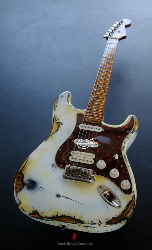 Squier Stratocaster Vintage White HSS Made in USA Aged Relic by East Gloves Customs (RARE) image 1