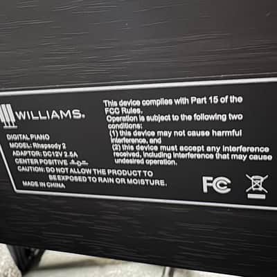 Williams Rhapsody 2 Digital Piano, W/Throne (Used) image 9