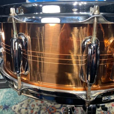 Slingerland - 5x14" Sound King, Lacquered Brass, 10-Lug Snare Drum, Zoomatic Throw-Off 1990s image 11