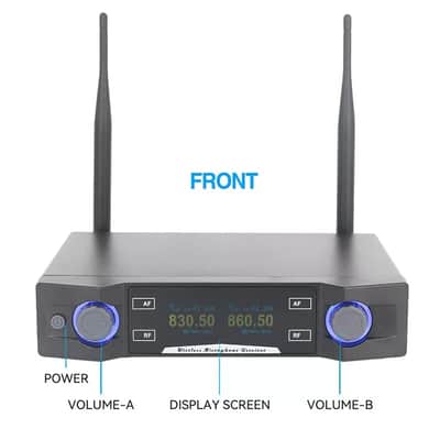 Wireless Dual Microphone UHF System – 2 Channel Cordless Handheld Mic for Professional Use image 5