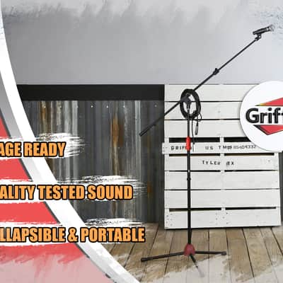 Griffin Microphone Boom Stand Package - Telescoping Arm Mount & Tripod Holder - Cardioid Dynamic Handheld Vocal Microphone - 20FT XLR Mic Cable image 9