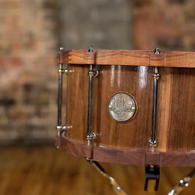 HHG Drums 14x7 Walnut Stave Snare With Wood Hoops, Semi Gloss Lacquer image 3