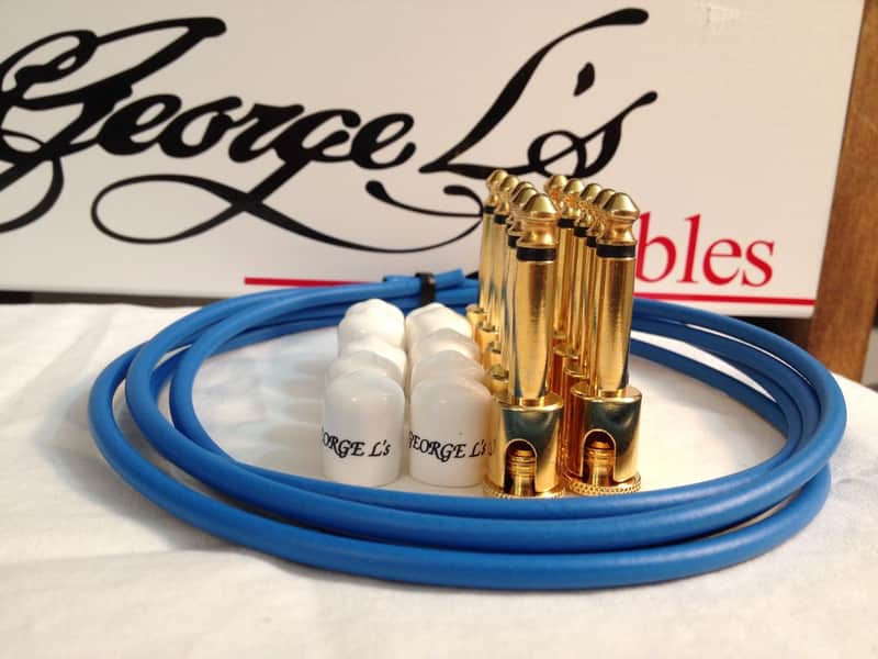 George L's 155 Guitar Pedal Cable Kit .155 Blue / White / Gold - 10/10/5 image 1