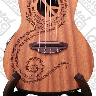 Luna Mahogany Series Maluhia Peace Acoustic-Electric Concert Ukulele W/Gigbag & PC, UKE MALU EL PC image 3
