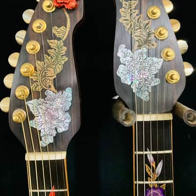 Blueberry Double Neck Acoustic & Electric Guitar -  Handmade with Seymour Duncan Pickups Built to Order in 90 Days image 10