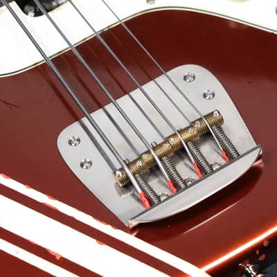 Olinto By La Bella 4-String Short Scale Bass - Candy Apple Red Relic w/Matching headstock image 18