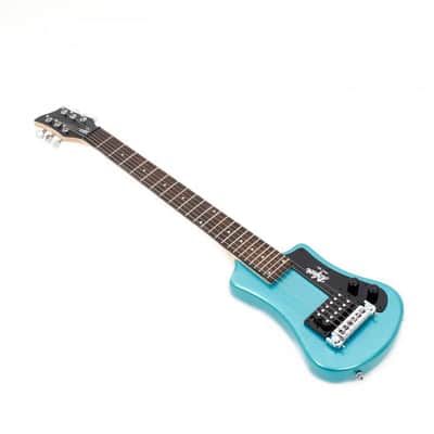 Hofner HOF-HCT-SH-BL-O Shorty Electric Travel Guitar - Blue - with Gig Bag image 4