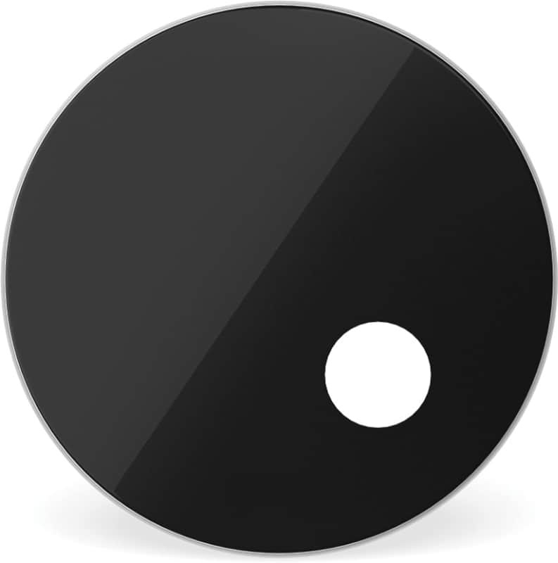 22 Inch Black Resonant Bass Drum Head | Single Ply Film with Overtone Control Ring | Offset Mic Port Kick Drum Skin | Studio Percussion image 1