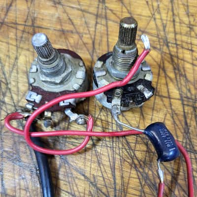 Vintage RARE 1952 Harmony H51 Wiring Harness Solid Shaft Pots Cap Input Jack Espanada Luthier Guitar Parts image 2