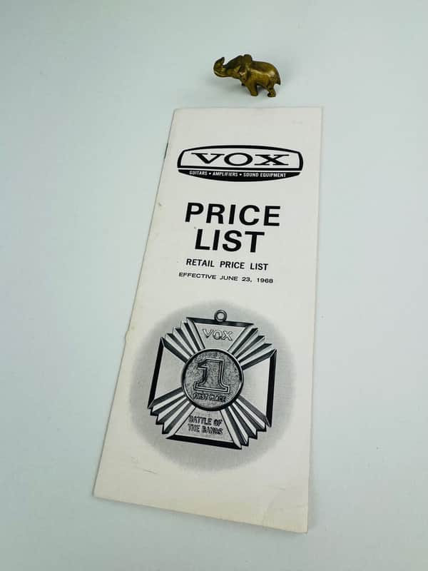 Vox Retail Price List (Original) 1968 image 1