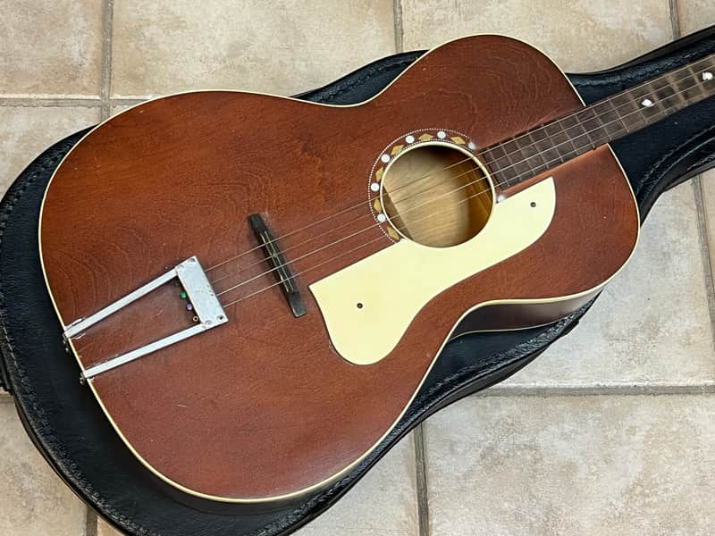 Vintage 1930s Kay May Bell College Pal Tenor Guitar with case image 1