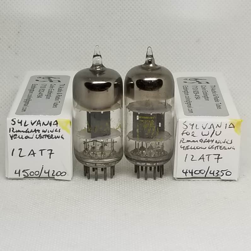 Sylvania 12AT7 Gray Wing-Style Plates Well Matched (6.6%) Pair NOS 12AT7 ECC81 image 1