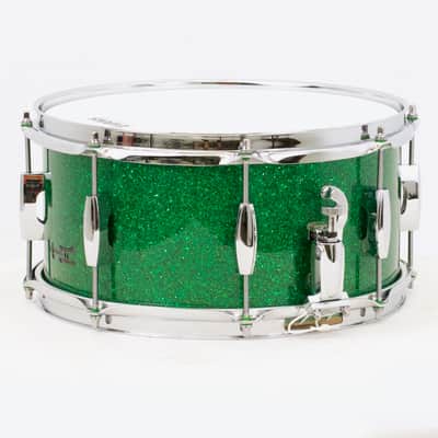 TreeHouse Custom Drums 6½x13 8-ply Maple Snare Drum - Green Glass Glitter image 2