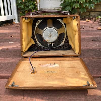 Rotary Connection Portable mini guitar cab with 8” vintage CTS speaker. Built from 50’s Westinghouse tube radio. 2025 - Tan/brown image 3