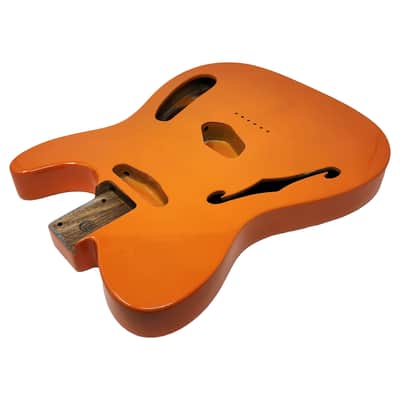 Capri Orange T-Style Thinline Guitar Body – Roasted Ash – Fender-Spec – Semi-Hollow – Boutique Gloss Finish image 6