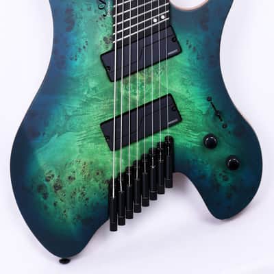 Agile Headless 8 String Multi Scale Fan Fret Electric Guitar GEODESIC Pro 82528 Green Blue Burst image 1