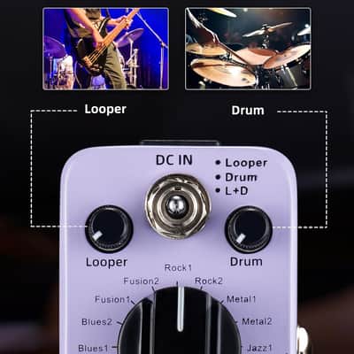 LEKATO Looper Guitar Pedal, Loop Drum Machine with 20 Minutes Loop, 16 Different Drum Grooves, 3 Modes, Tap Tempo, Overdubs with the Micro Looper Drum Pedal, Mini Guitar Pedals for Electric Guitar image 2