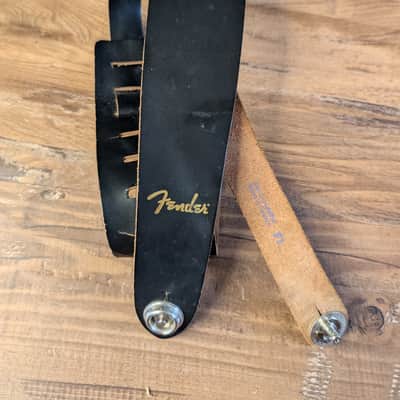 Fender Leather Guitar Strap 2.5" With Locks Black Used image 1