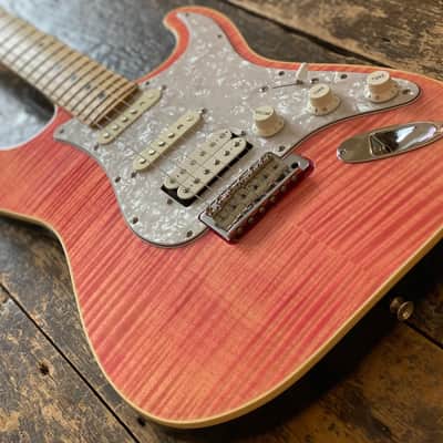 Fender Japanese Ltd Edition 'AST-FMT' Aerodyne Stratocaster 2016 Transparent Pink Maple Flametop w/ Hardcase image 9