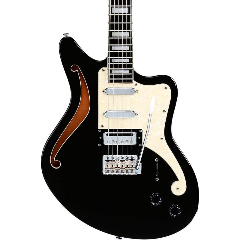 D'Angelico Premier Series Bedford SH Limited-Edition Electric Guitar with Tremolo Regular Black Flake image 1
