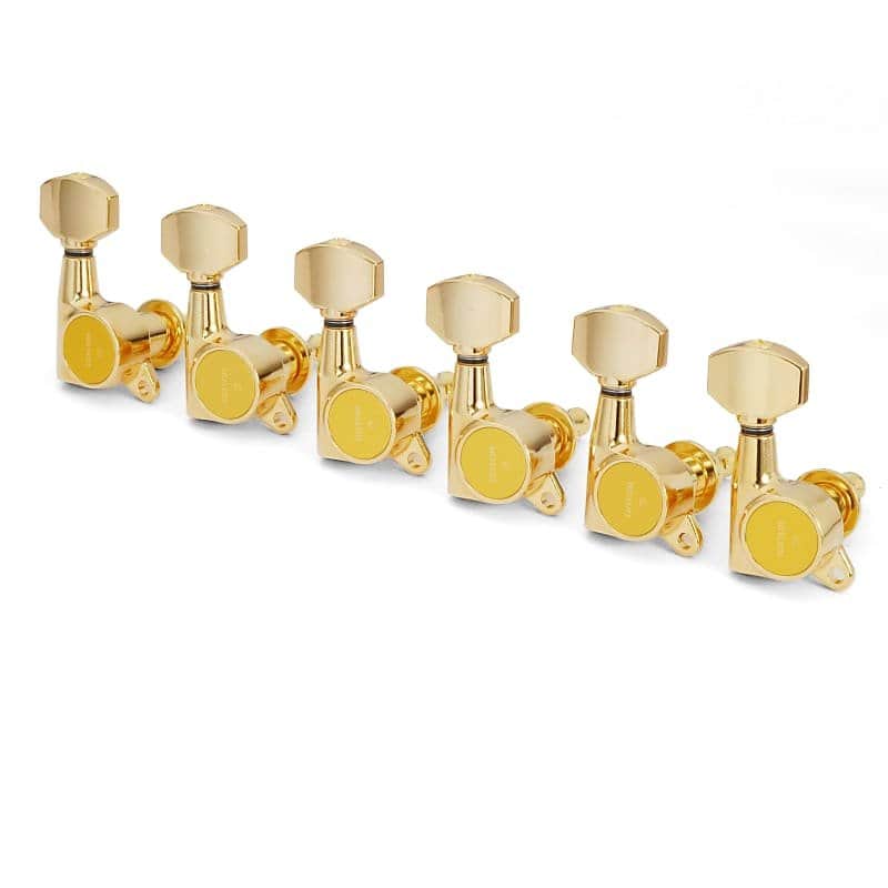 Gotoh Schaller-style Knob 6-In-Line Tuners, Gold image 1