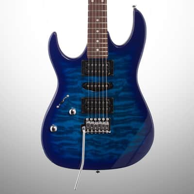 Ibanez GRX70QA Quilt Top Left-Handed Electric Guitar, Transparent Blue Burst image 1