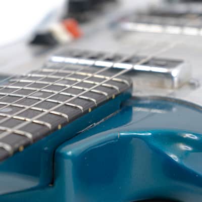 60s Teisco Del-Ray ET-230 Sharkfin Guitar Lake Placid Blue w/ Bridge Mute, Vibey Design image 10