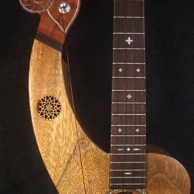 Handcrafted Harp Style 5 String Soprano Ukulele, Bruce Wei ,Solid Acacia, Mango HU13-2003 image 2